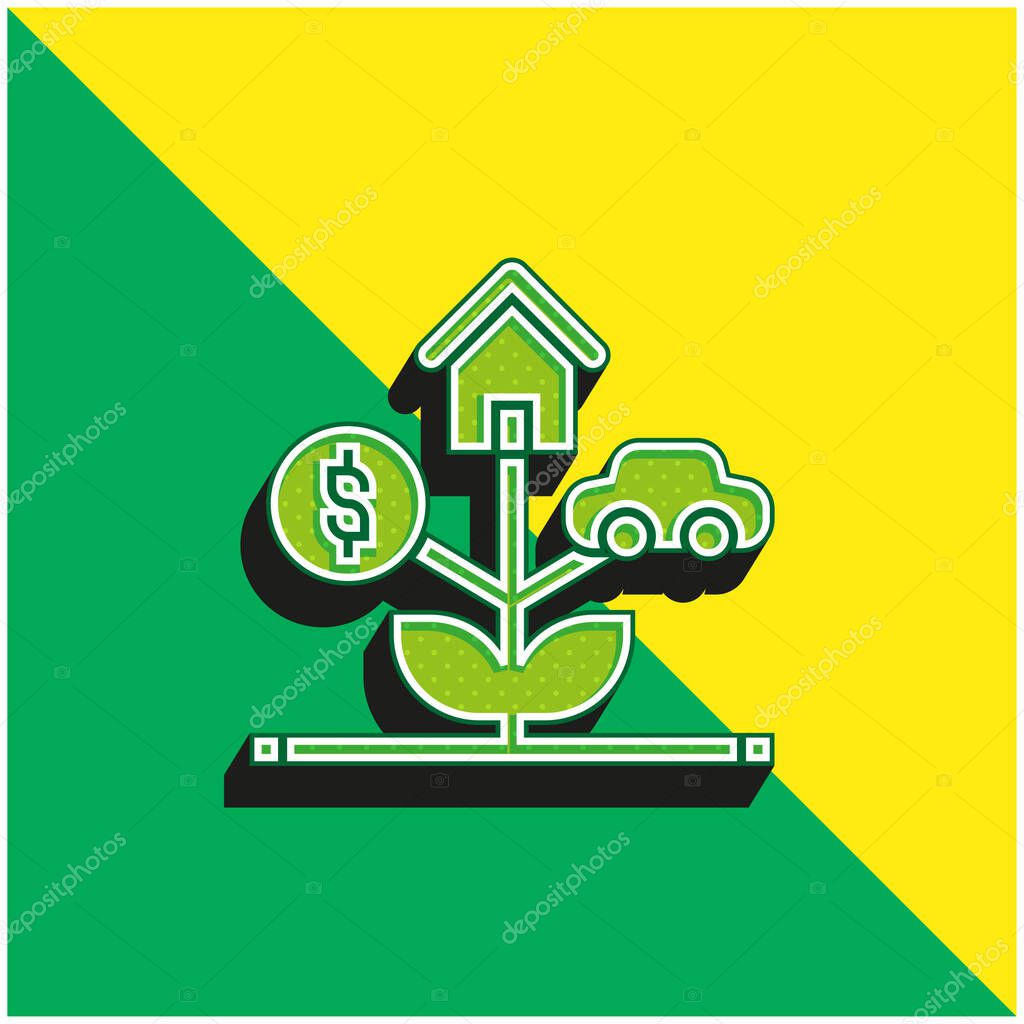 Assets Green and yellow modern 3d vector icon logo