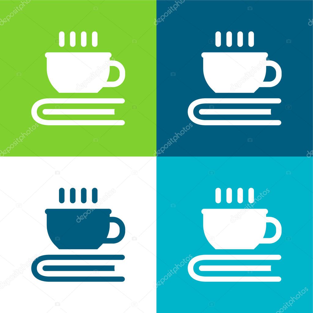 Book Flat four color minimal icon set