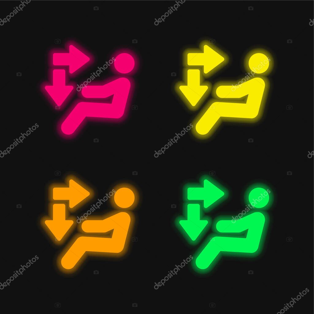Air Conditioner four color glowing neon vector icon