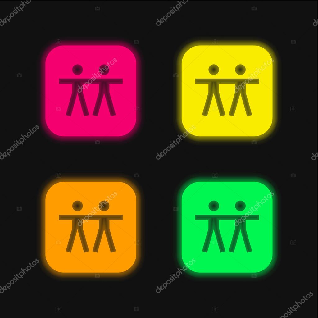 Apple four color glowing neon vector icon