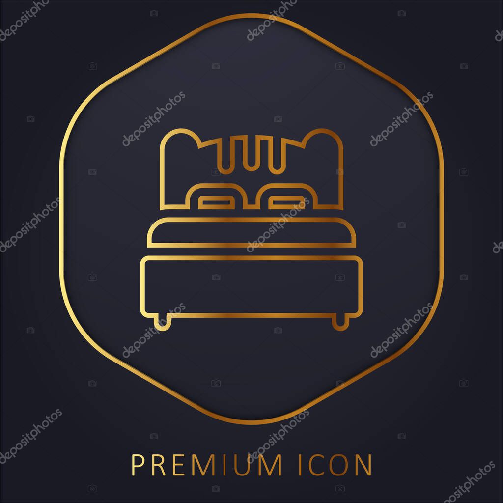 Bed golden line premium logo or icon