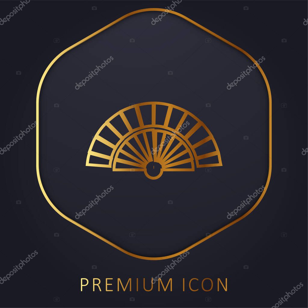 Black Flamenco Fan golden line premium logo or icon