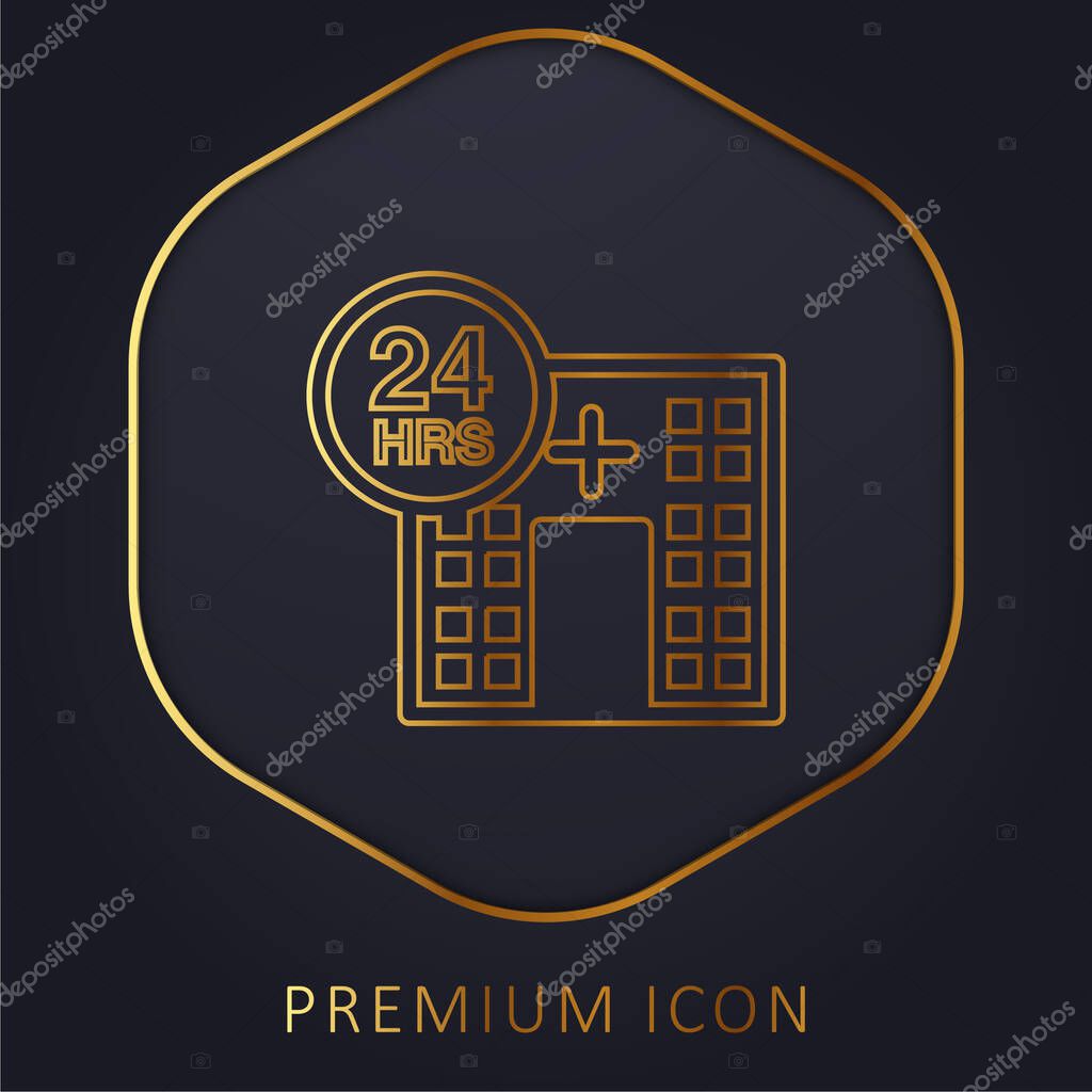 24 Hours Medical Assistance golden line premium logo or icon