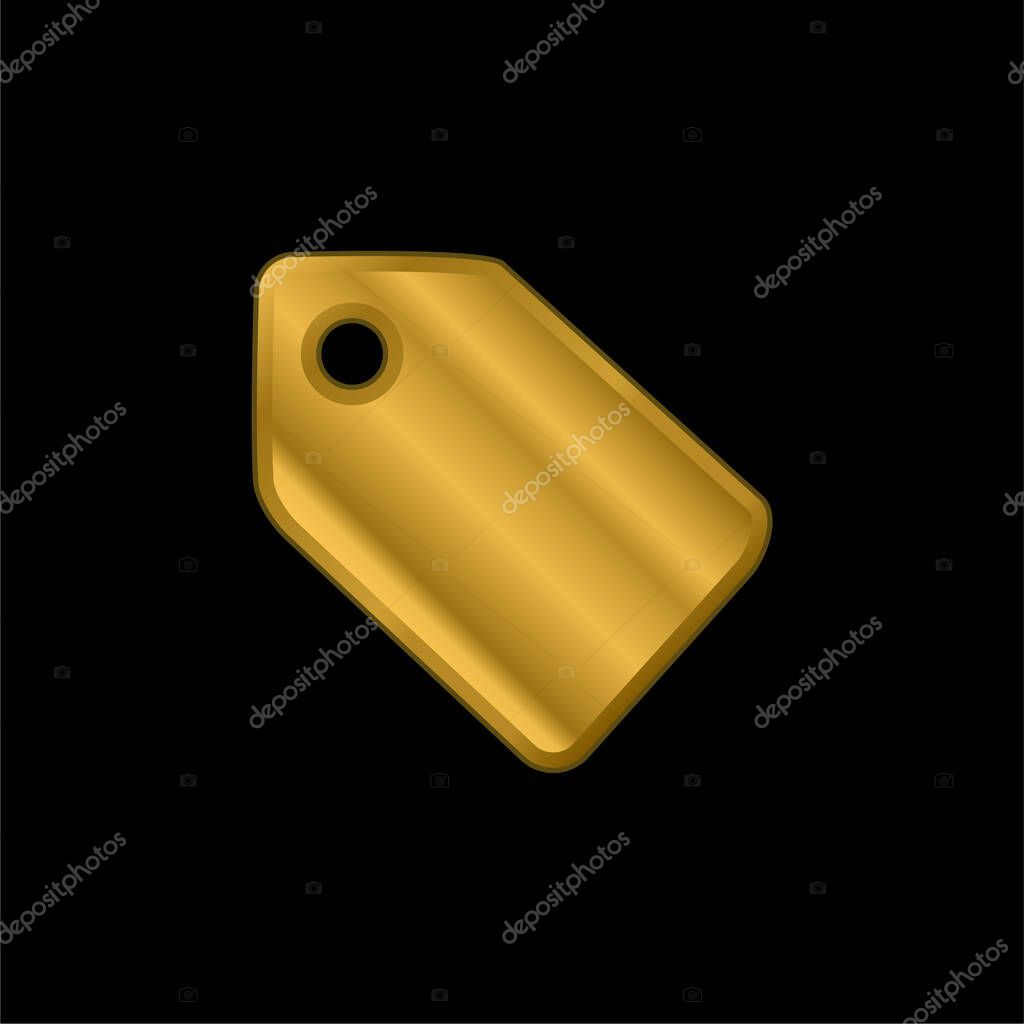 Black Shop Tag gold plated metalic icon or logo vector