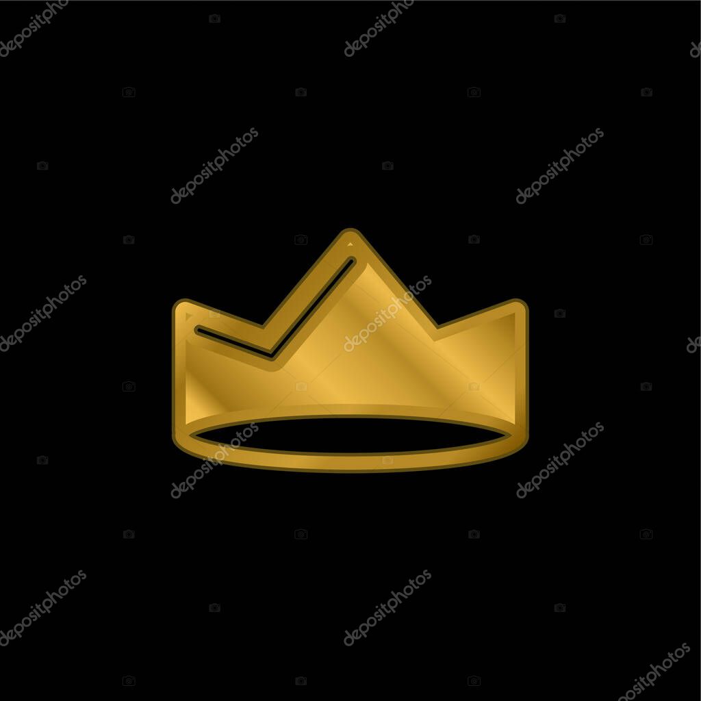 Crown gold plated metalic icon or logo vector