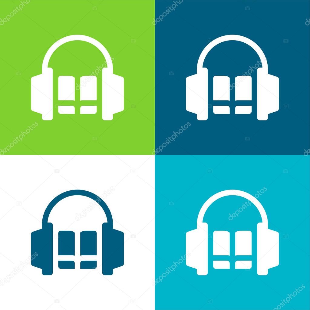 Audiobook Flat four color minimal icon set