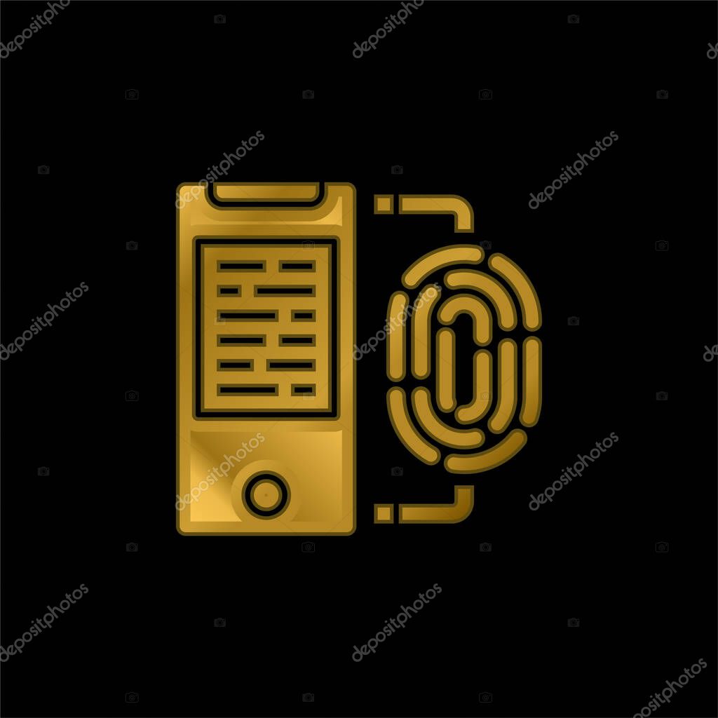 Biometric gold plated metalic icon or logo vector