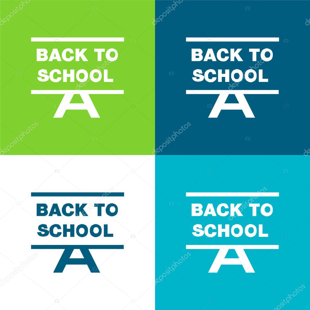Back To School Flat four color minimal icon set