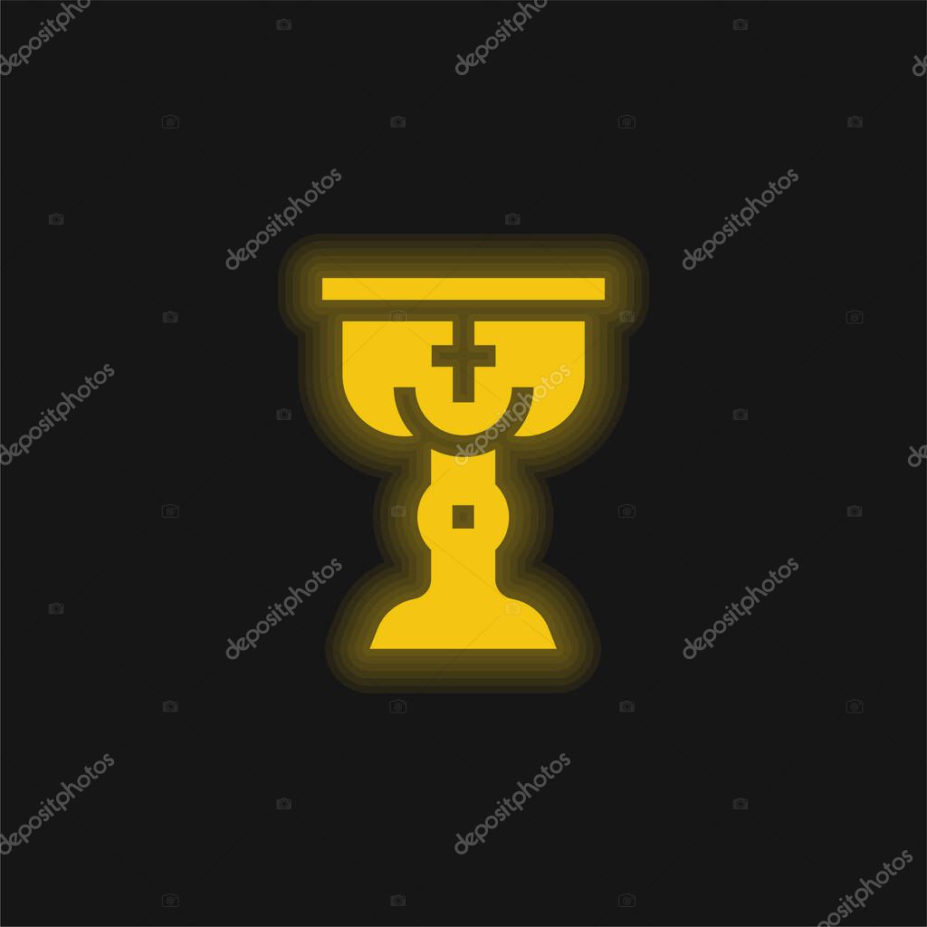 Baptism yellow glowing neon icon