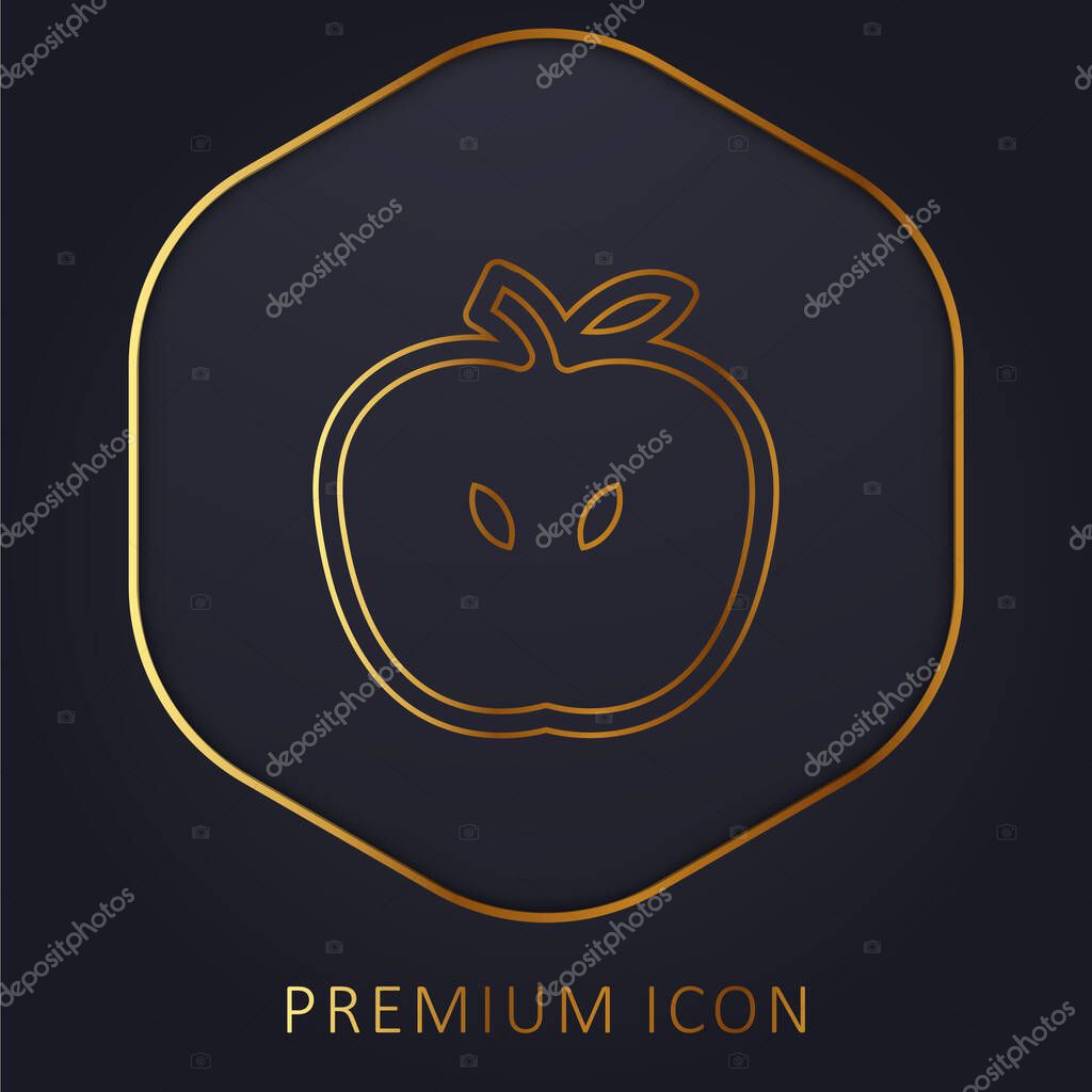 Apple Fruit golden line premium logo or icon