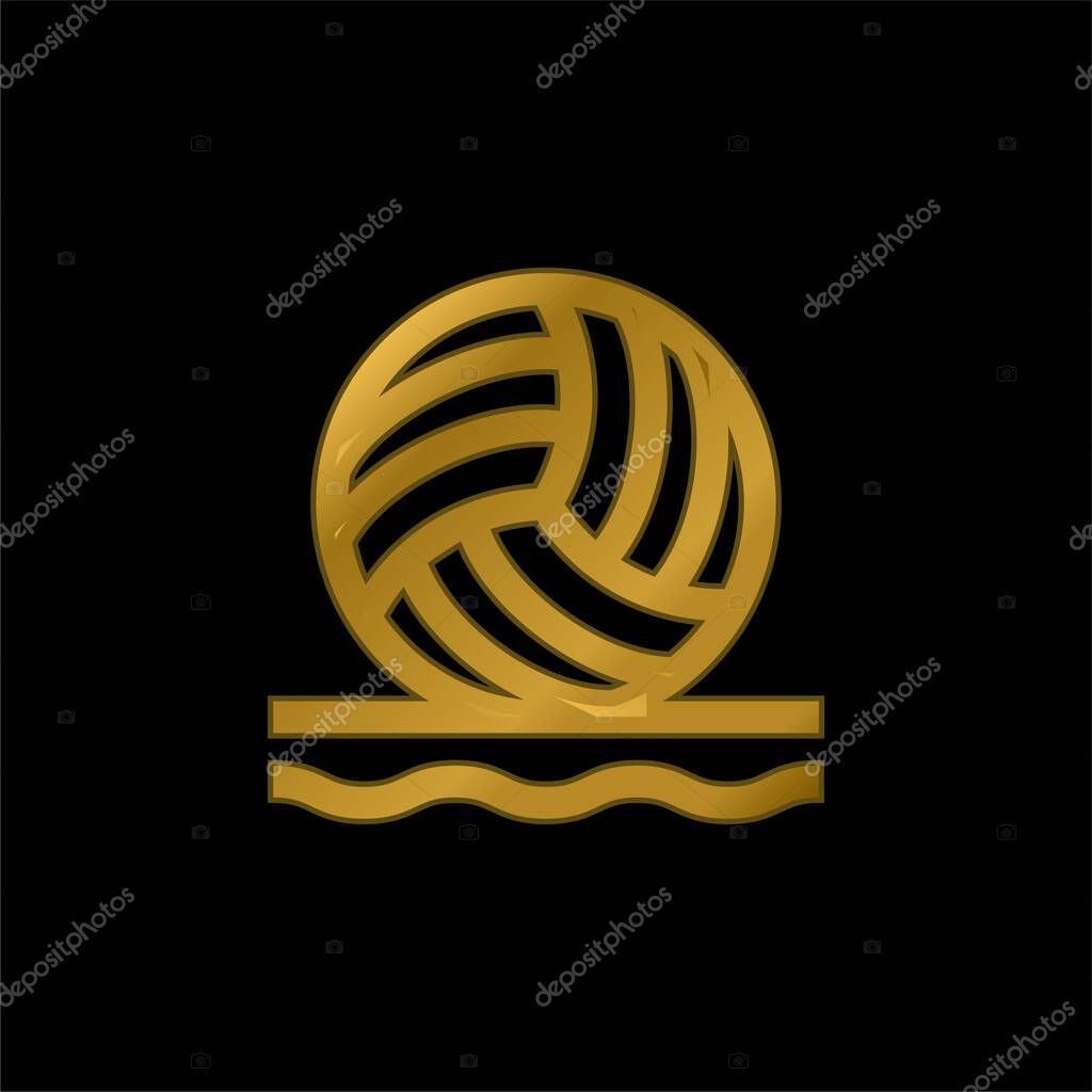 Beach Volleyball gold plated metalic icon or logo vector