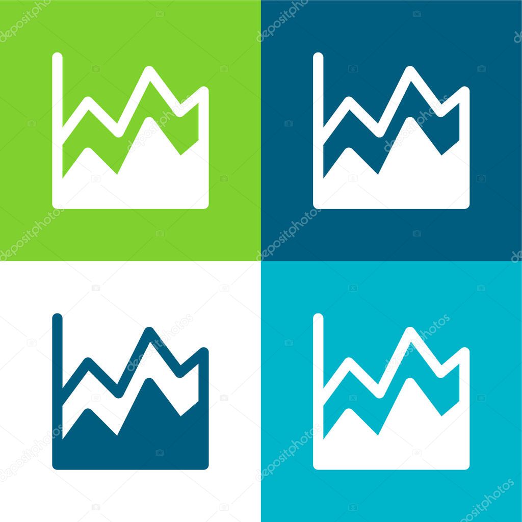 Area Chart Flat four color minimal icon set