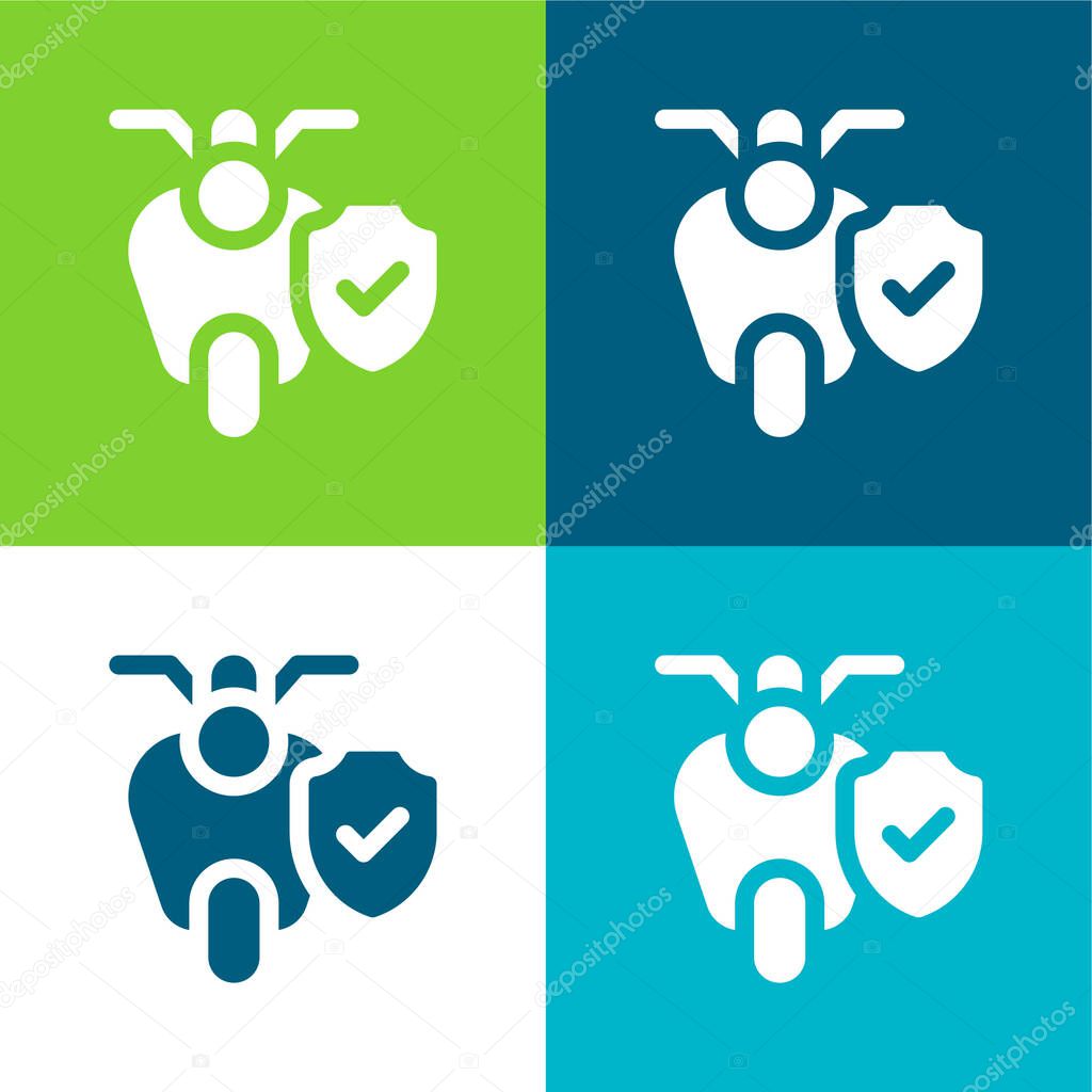 Bike Flat four color minimal icon set