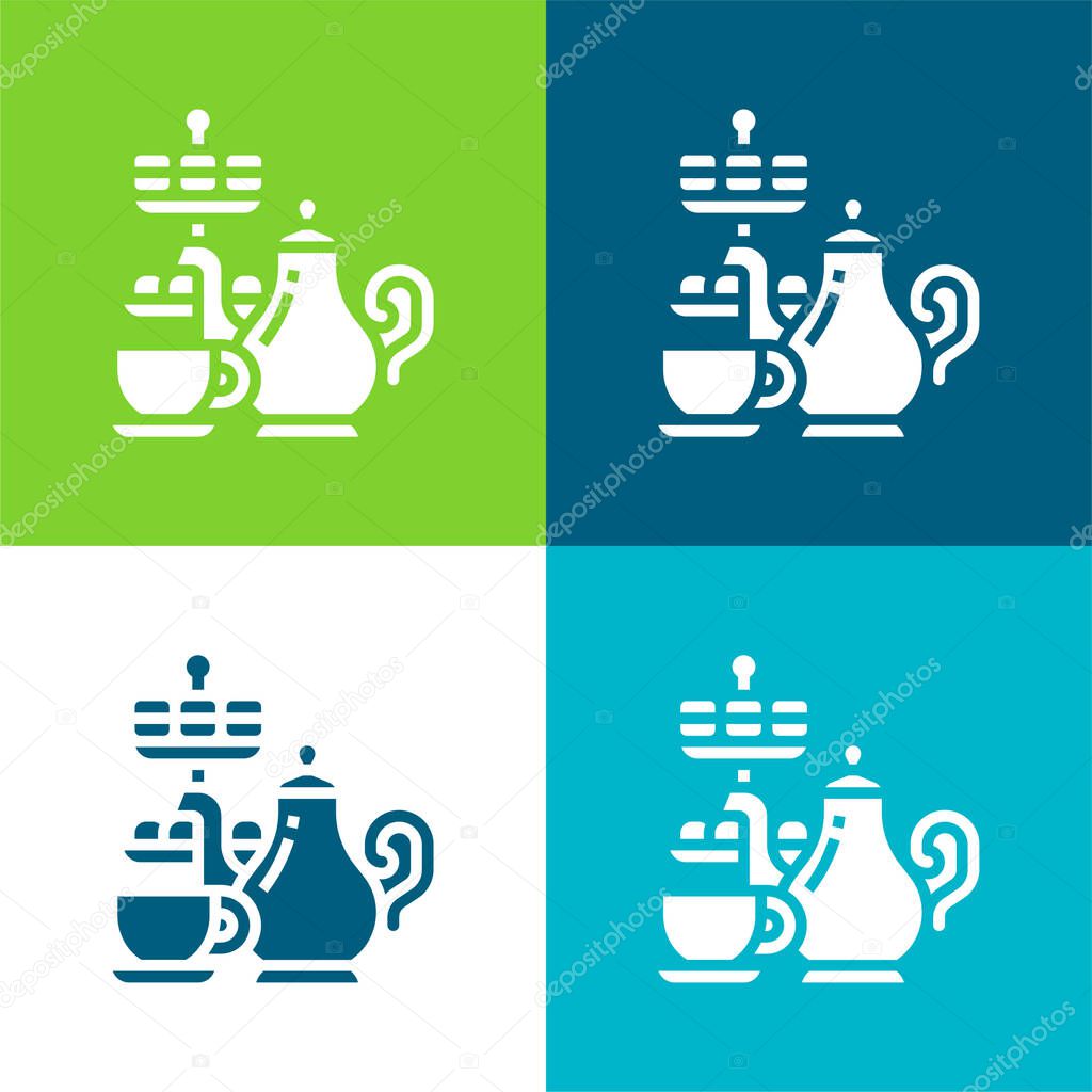 Afternoon Tea Flat four color minimal icon set
