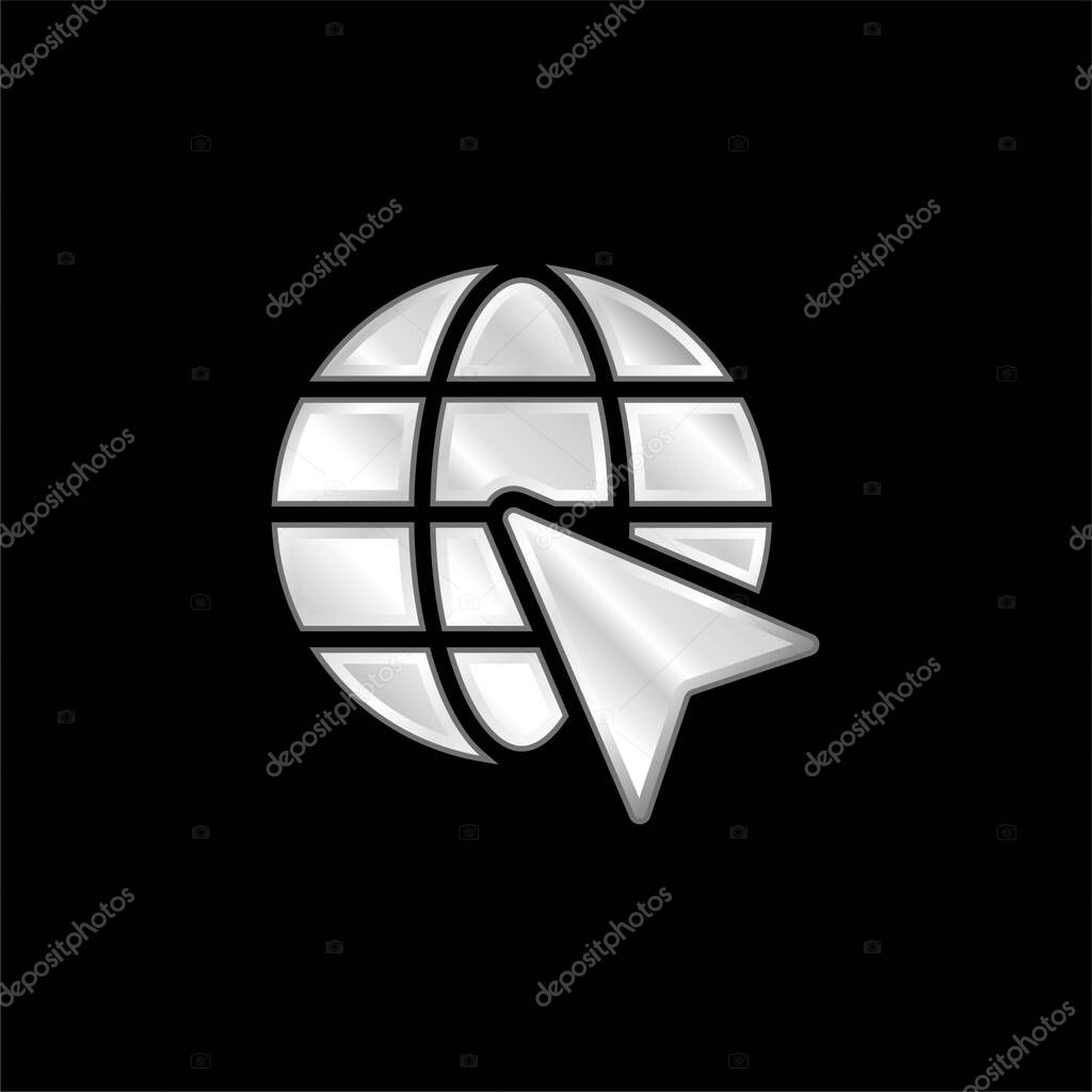 Arrow On Eart silver plated metallic icon