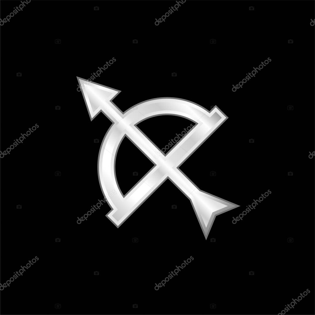 Arrow And Bow silver plated metallic icon