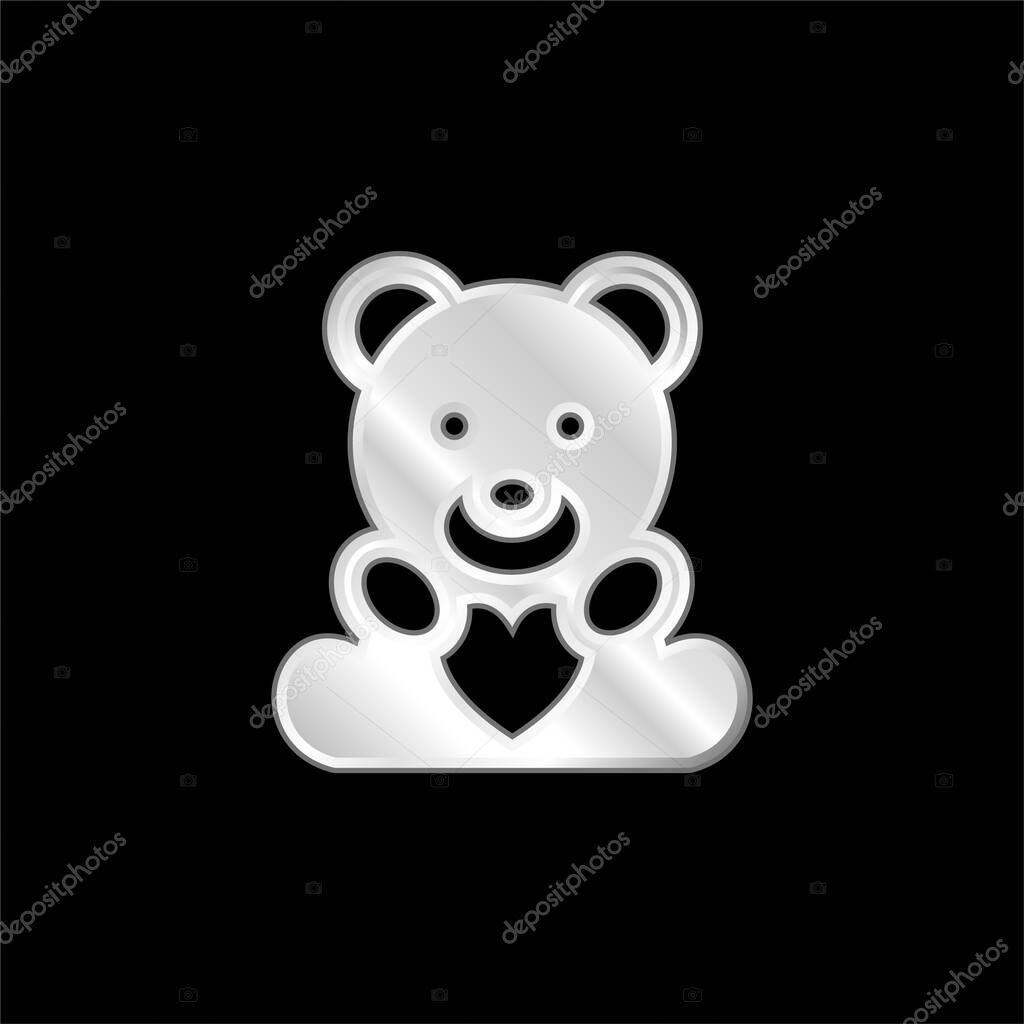 Beard With Heart silver plated metallic icon