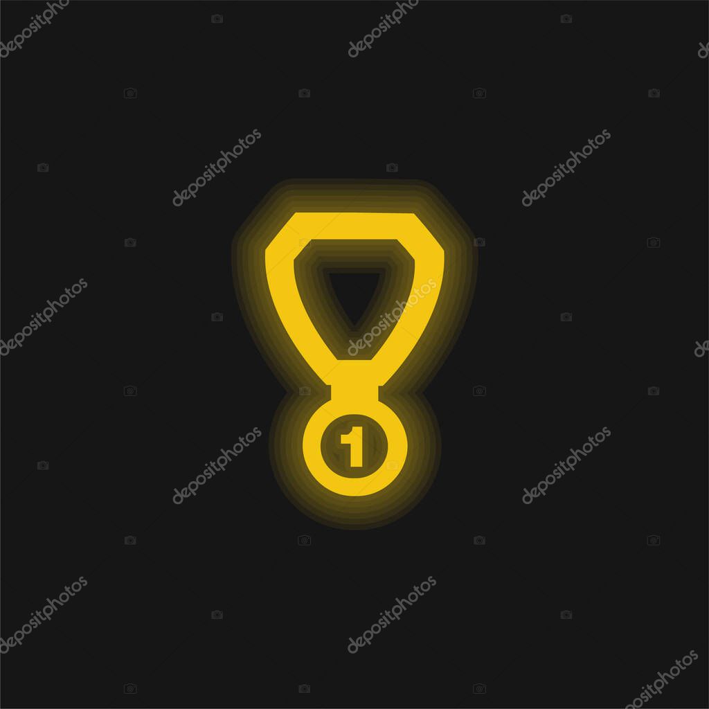 Best Place Medal Necklace yellow glowing neon icon