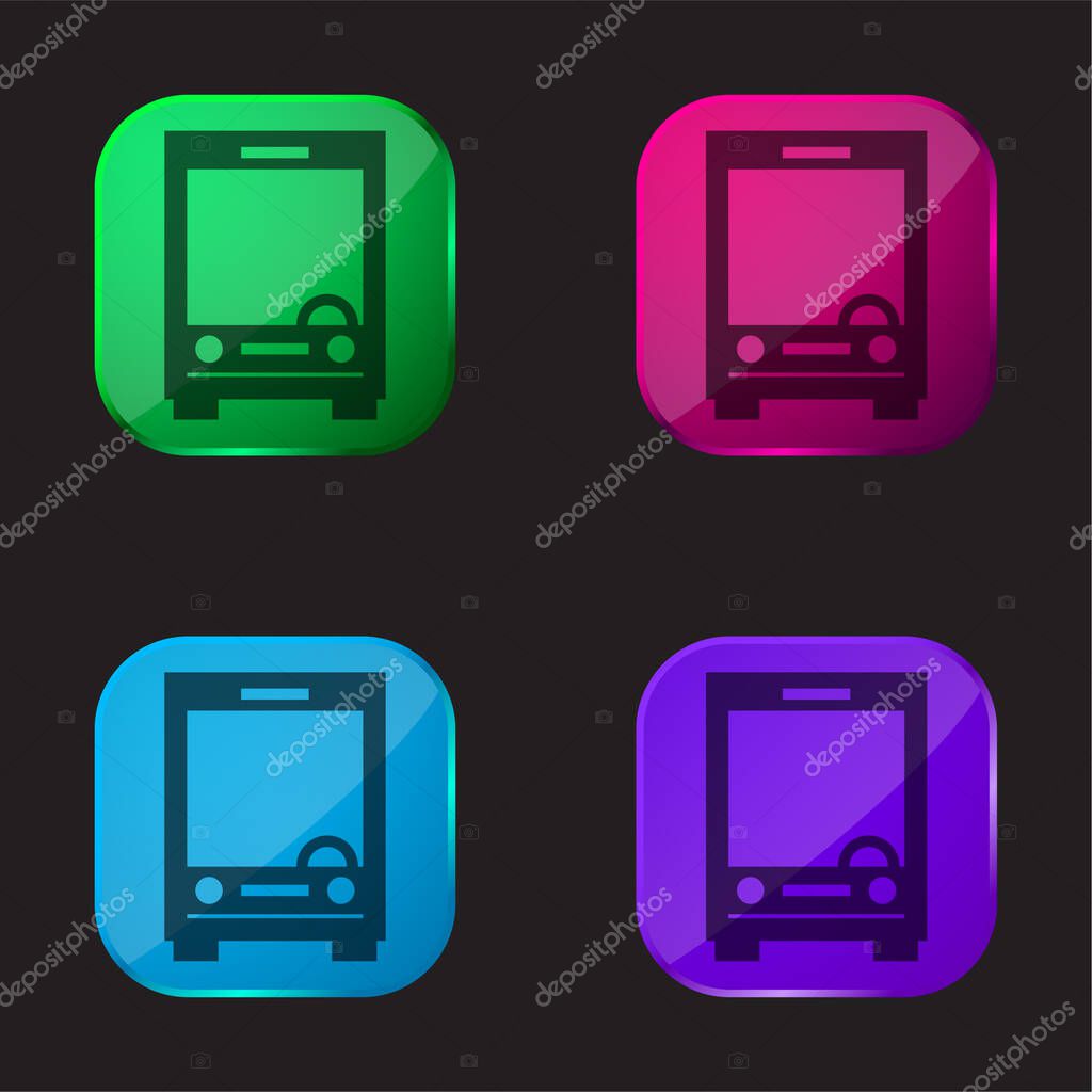 Big Bus Front four color glass button icon