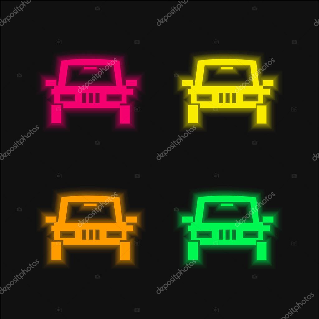 All Terrain Vehicle four color glowing neon vector icon