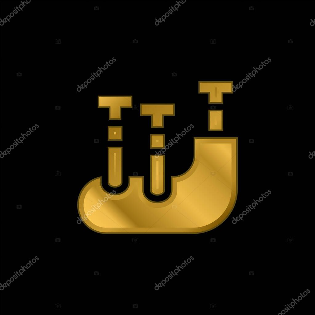 Bagpipes gold plated metalic icon or logo vector