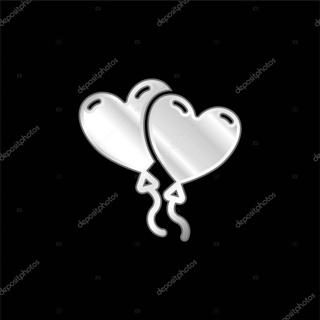 Balloons silver plated metallic icon