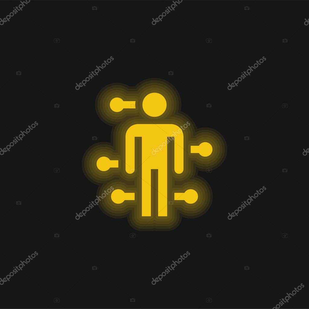 Acupuncture yellow glowing neon icon