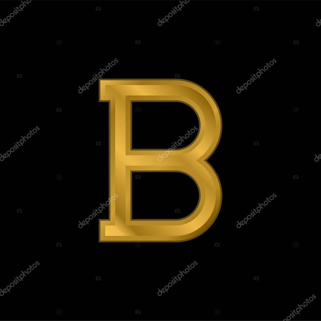 Bold gold plated metalic icon or logo vector