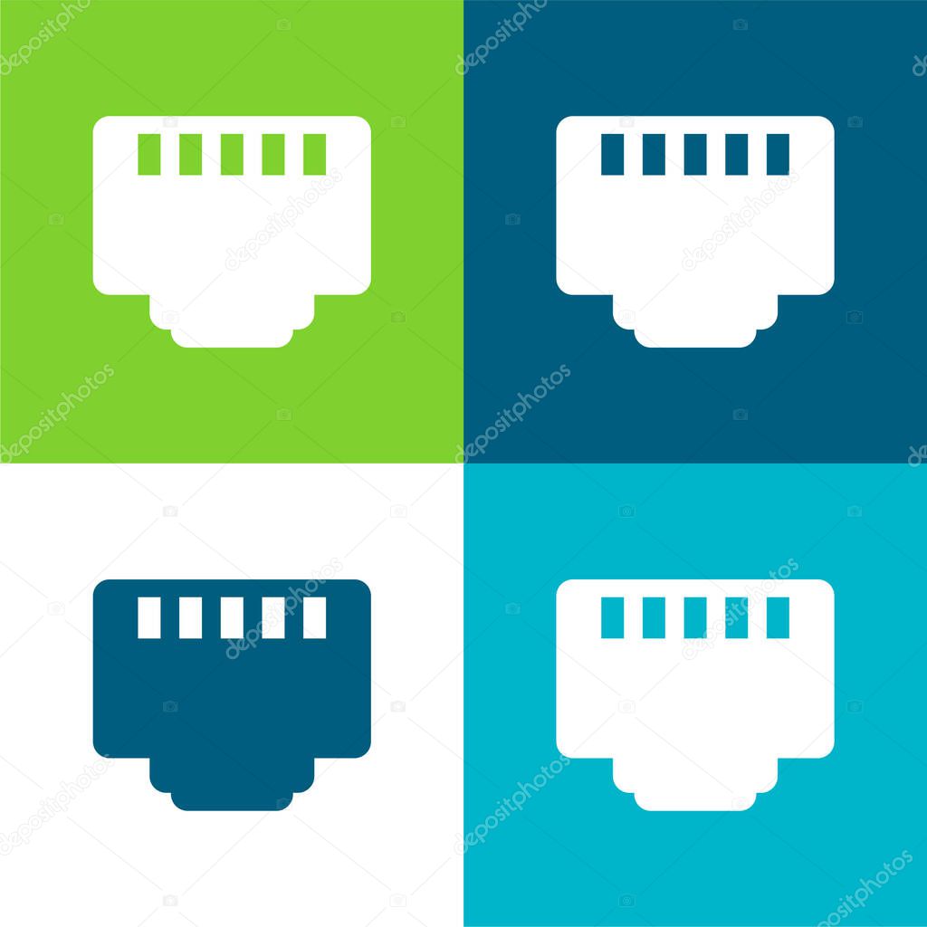 5 Pin Connector Flat four color minimal icon set