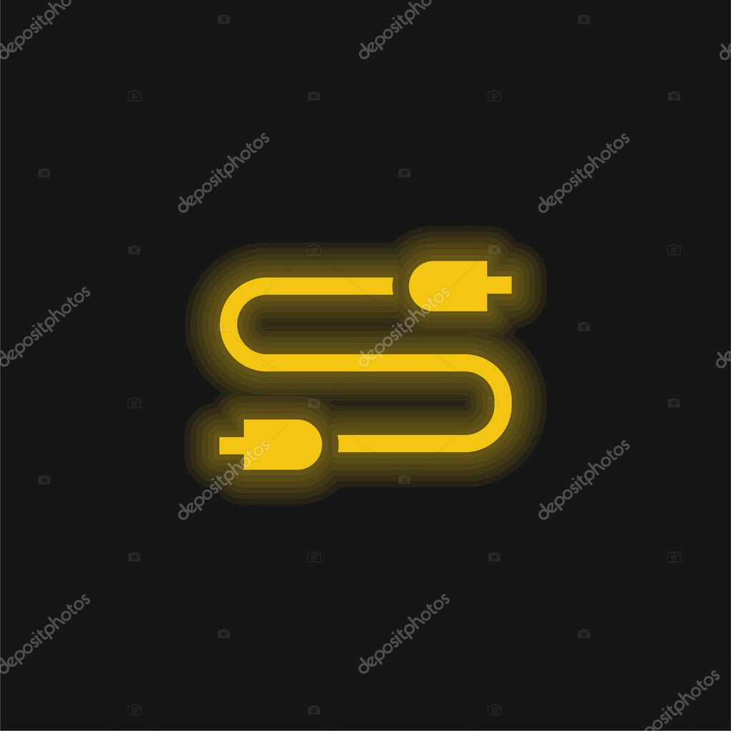 Audio Jack yellow glowing neon icon