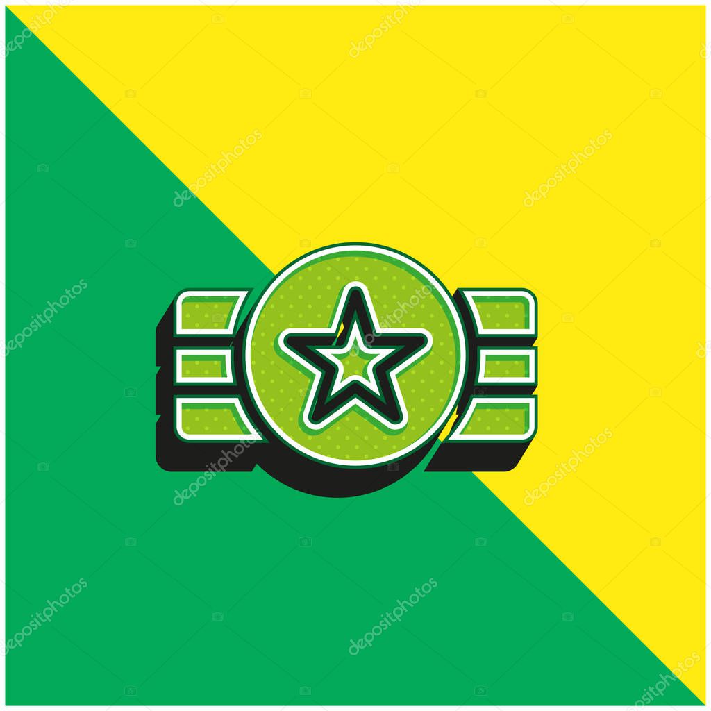 Badge Green and yellow modern 3d vector icon logo