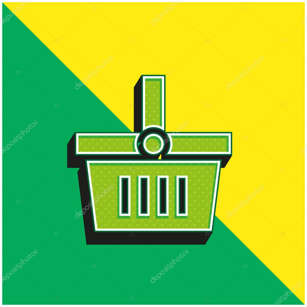 Basket Green and yellow modern 3d vector icon logo
