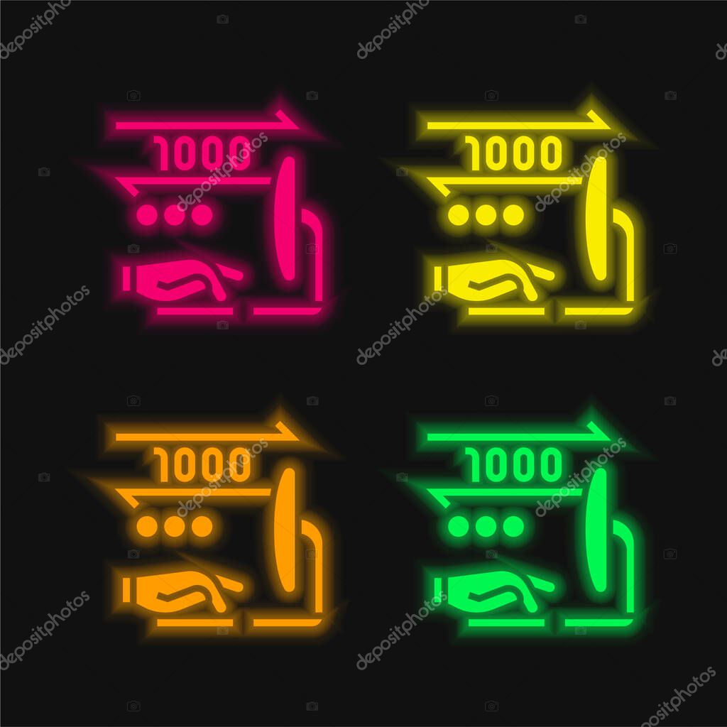 Binary four color glowing neon vector icon