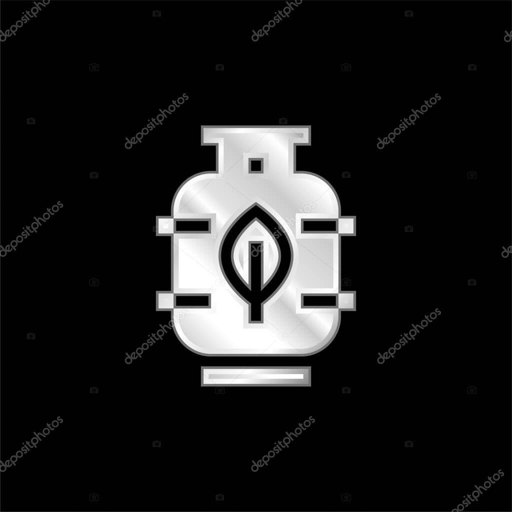Biogas silver plated metallic icon