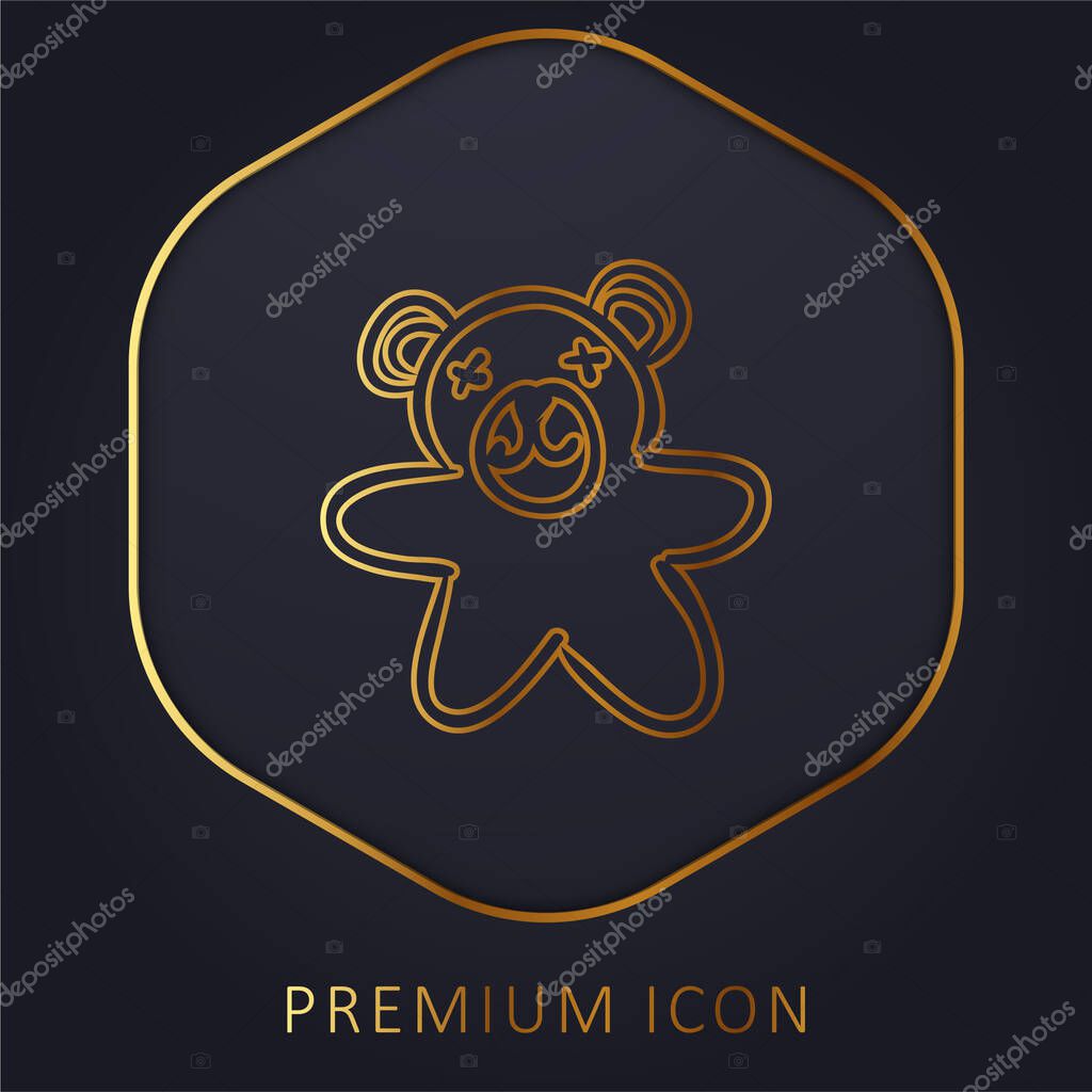 Bear Toy golden line premium logo or icon
