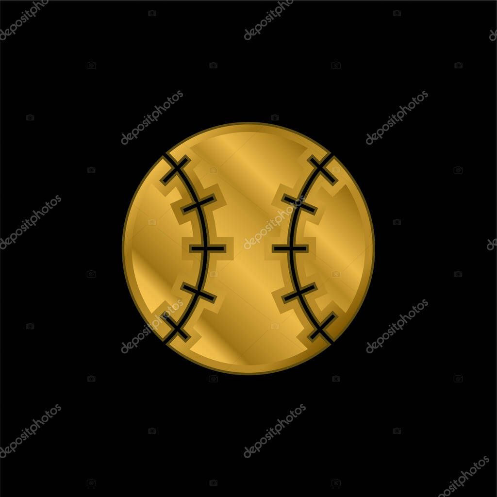 Baseball Ball gold plated metalic icon or logo vector