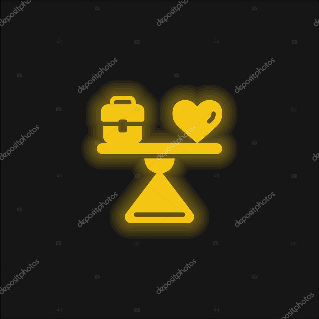 Balance yellow glowing neon icon