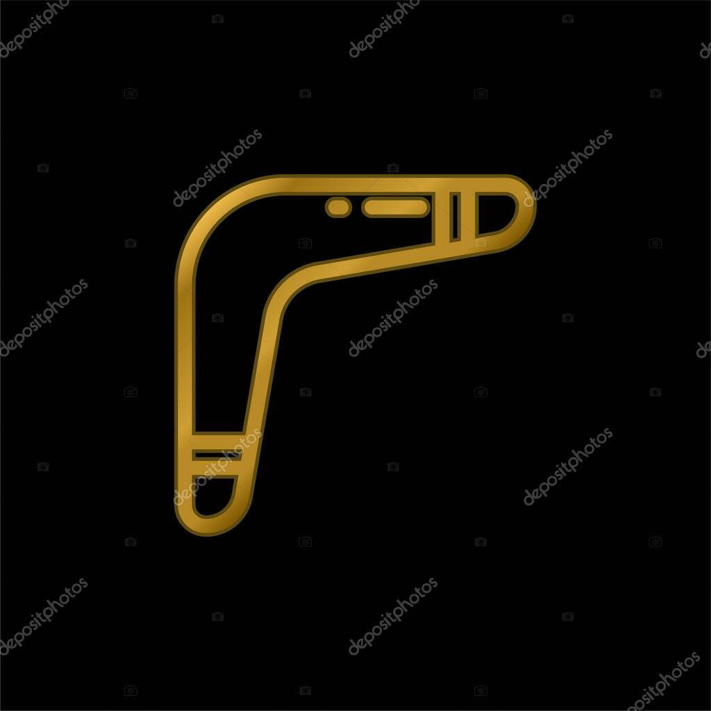 Boomerang gold plated metalic icon or logo vector