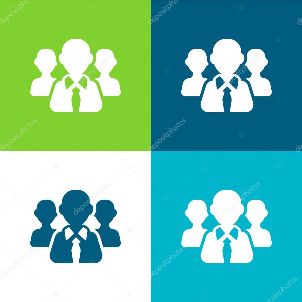 Boss With Tie Flat four color minimal icon set