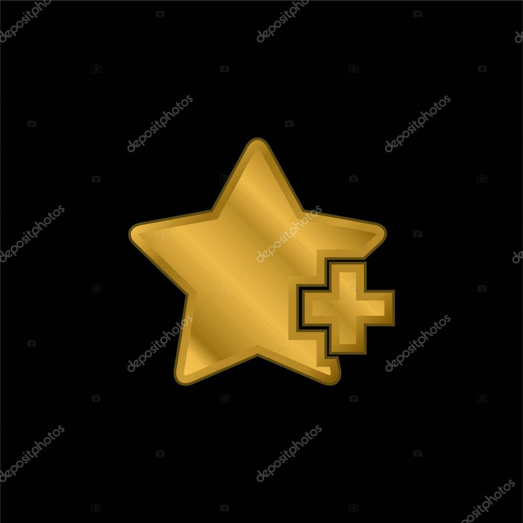 Add A Star Interface Symbol gold plated metalic icon or logo vector