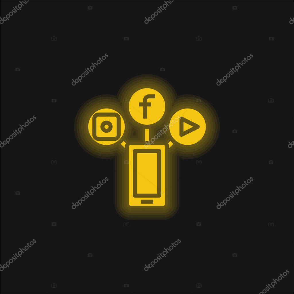 App yellow glowing neon icon
