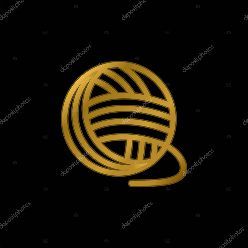 Ball Of Wool gold plated metalic icon or logo vector