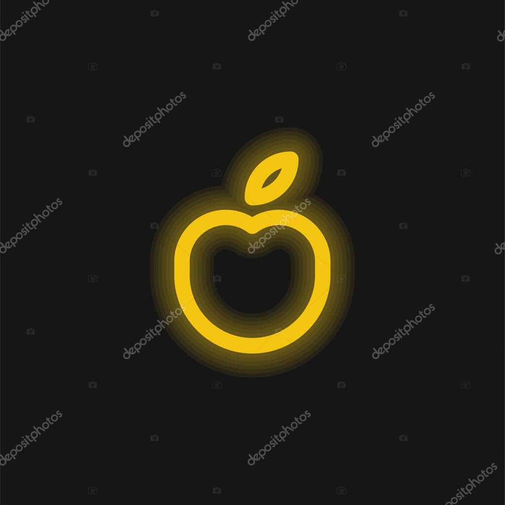 Apple yellow glowing neon icon