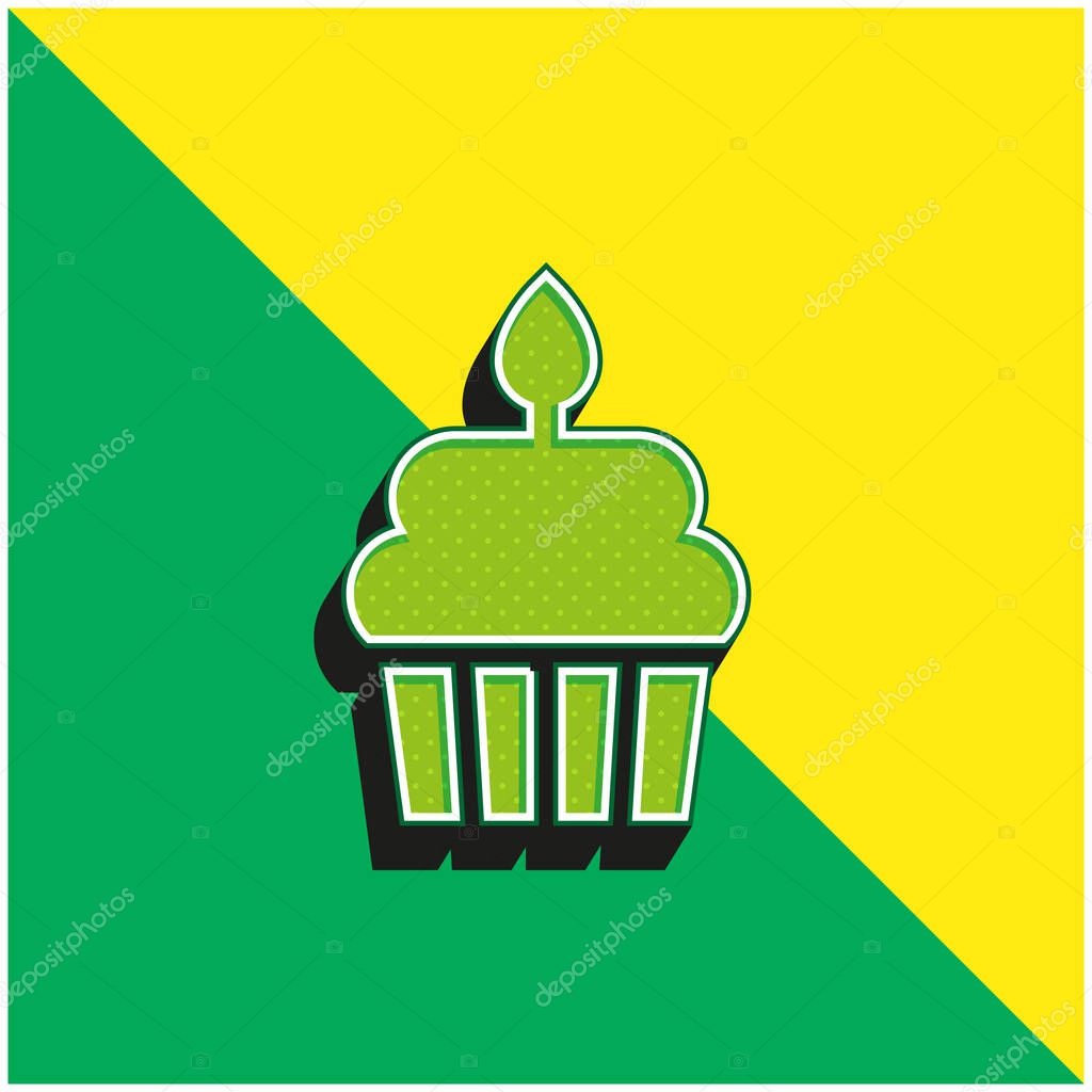 Birthday Cake Green and yellow modern 3d vector icon logo