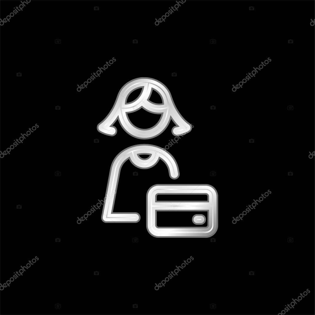 Bank Worker silver plated metallic icon