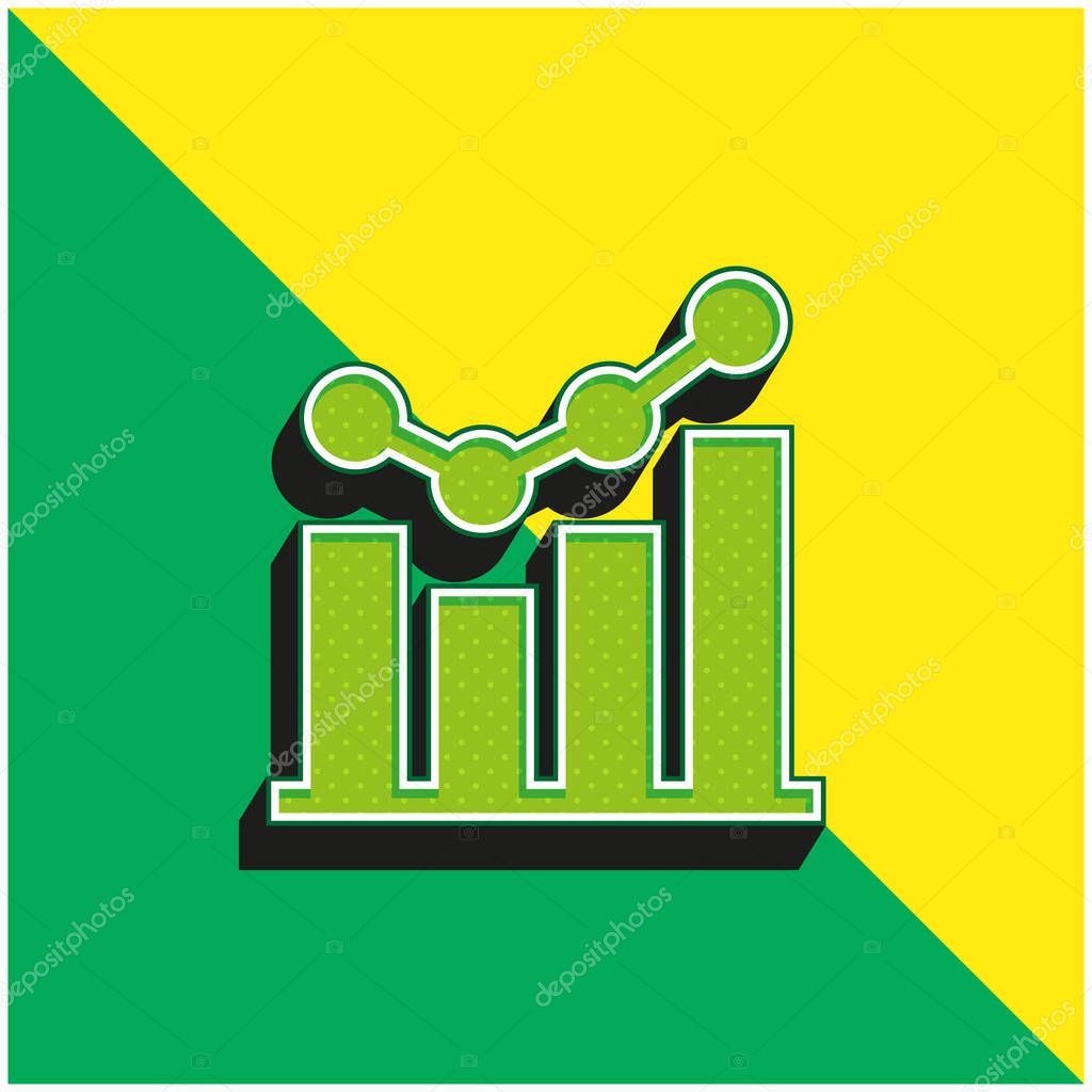 Analytics Green and yellow modern 3d vector icon logo