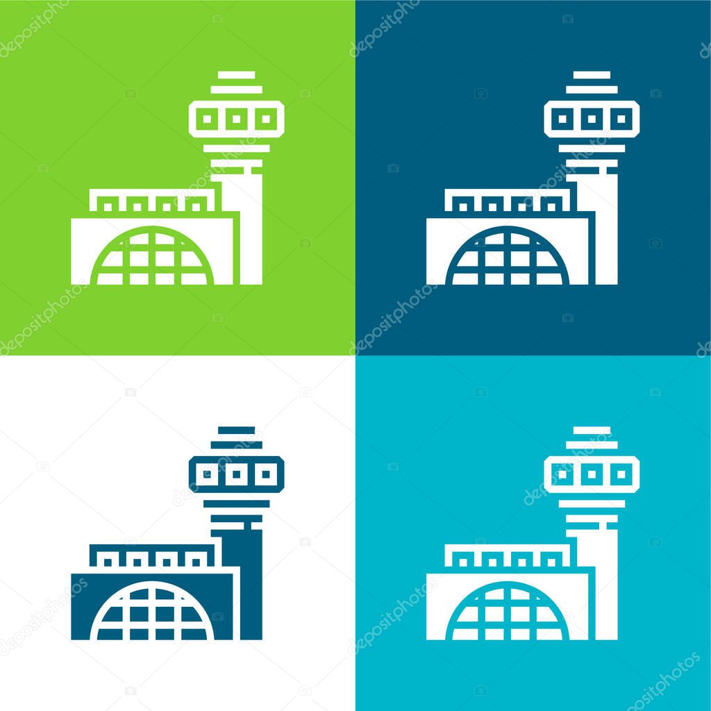 Airport Flat four color minimal icon set