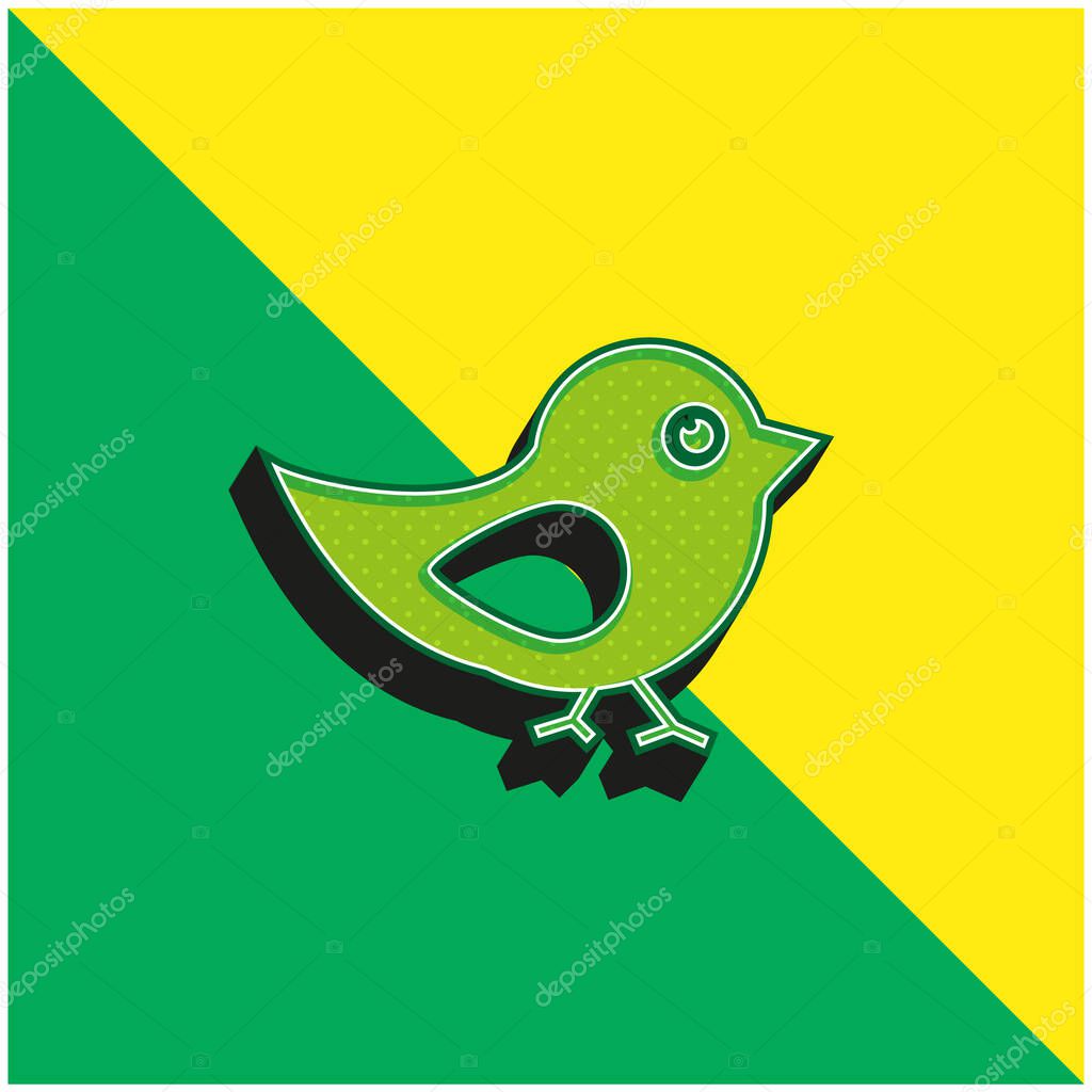 Bird Of Black And White Feathers Green and yellow modern 3d vector icon logo