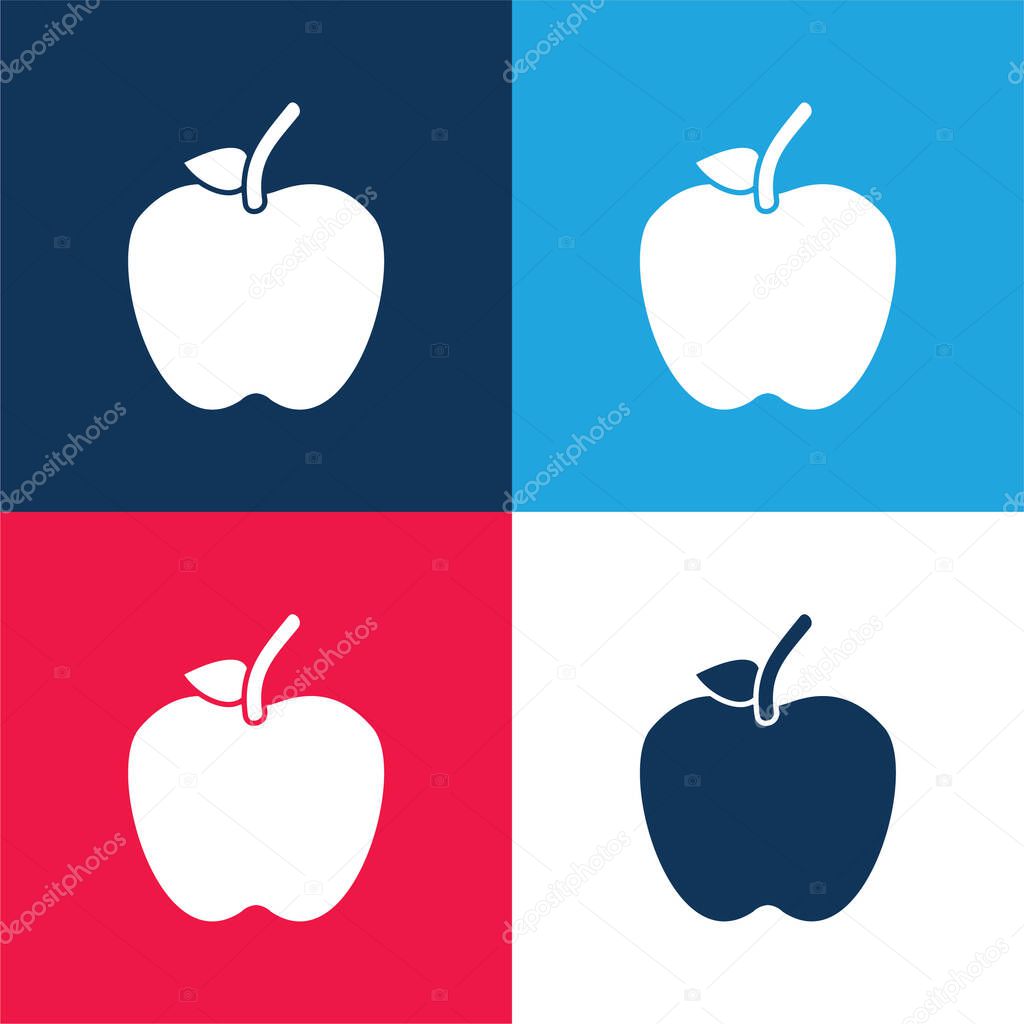 Apple With Stem And Leaf Green and yellow modern 3d vector icon logo