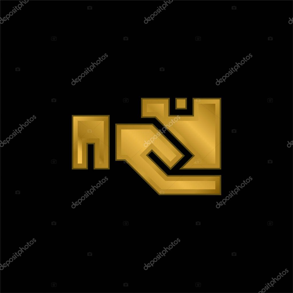 Box gold plated metalic icon or logo vector